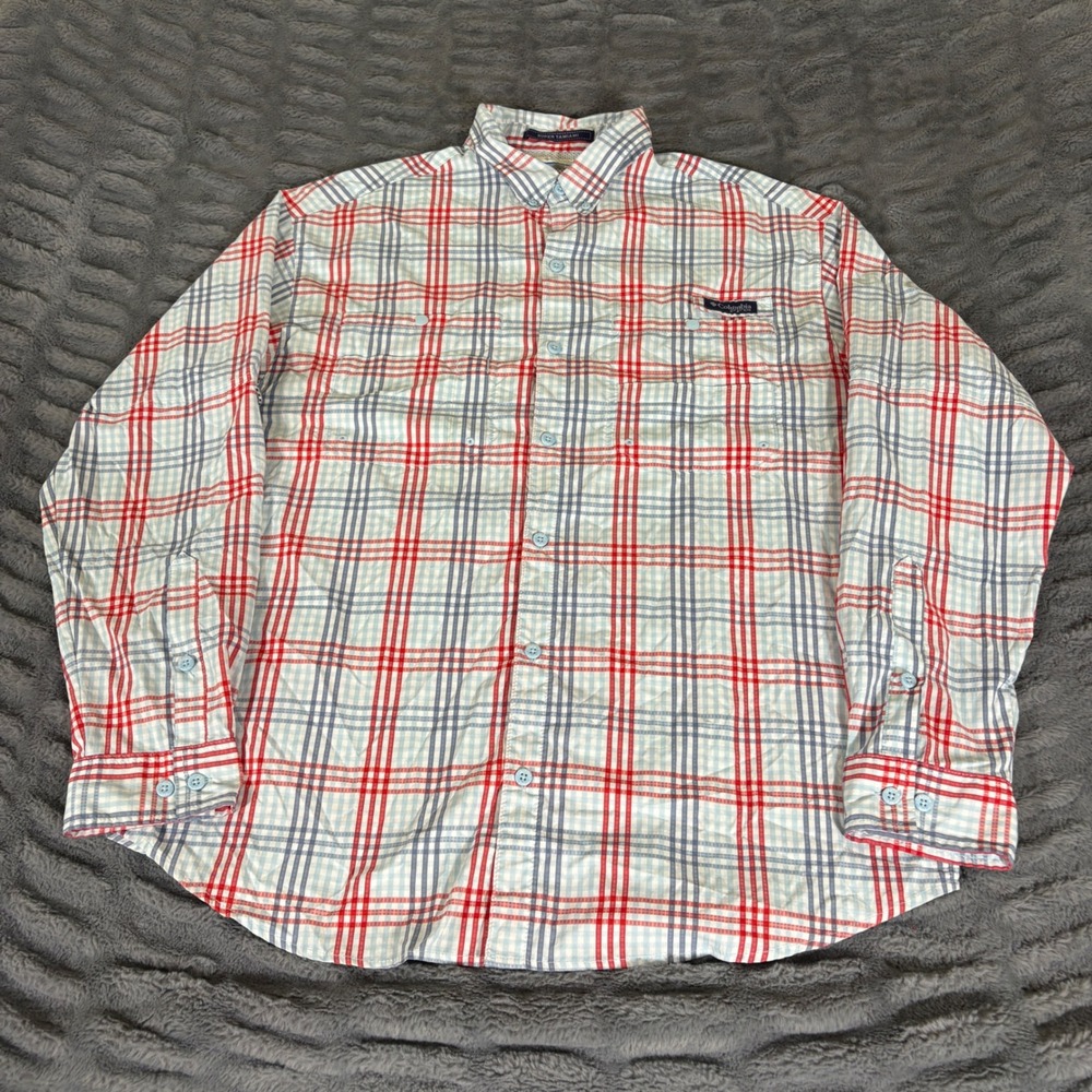 Columbia PFG Super Tamiami Plaid Long Sleeve Fishing Shirt Mens XL FM7187